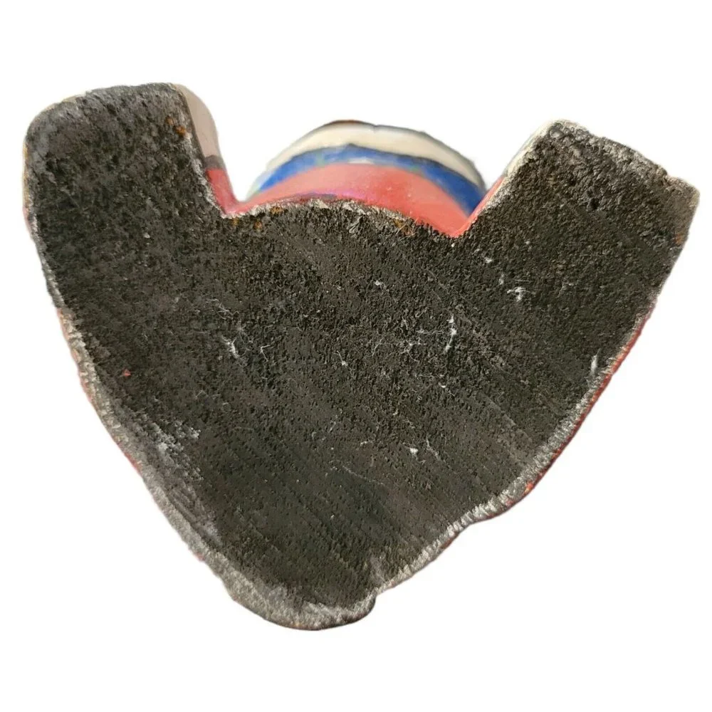 Artisan Folk Art Bear Hand Carved & Painted Wood with Flowers White Plaid Teddy - Picture 8 of 8